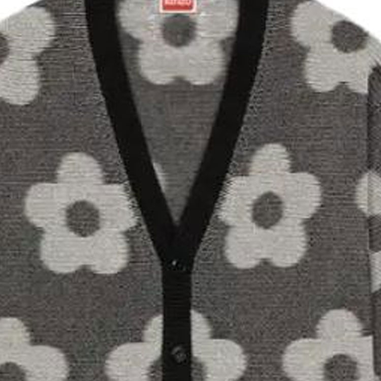 Details for 겐조 블랙 V넥 풀 프린트 니트 가디건. FD65CA4103CA-99J