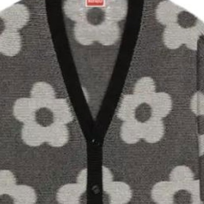 겐조 블랙 V넥 풀 프린트 니트 가디건. FD65CA4103CA-99J Details for 겐조 블랙 V넥 풀 프린트 니트 가디건. FD65CA4103CA-99J