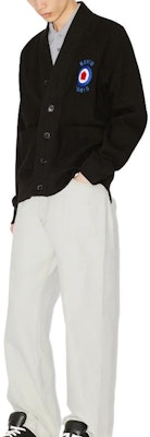 겐조 블랙 브이넥 로고 패턴 니트 가디건. FD65SW0664WB-99 Details for 겐조 블랙 브이넥 로고 패턴 니트 가디건. FD65SW0664WB-99