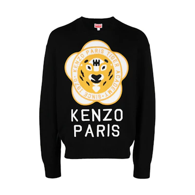 KENZO Black Wool-Cotton Blend Long Sleeve Sweater. FD65PU4293BB-99J