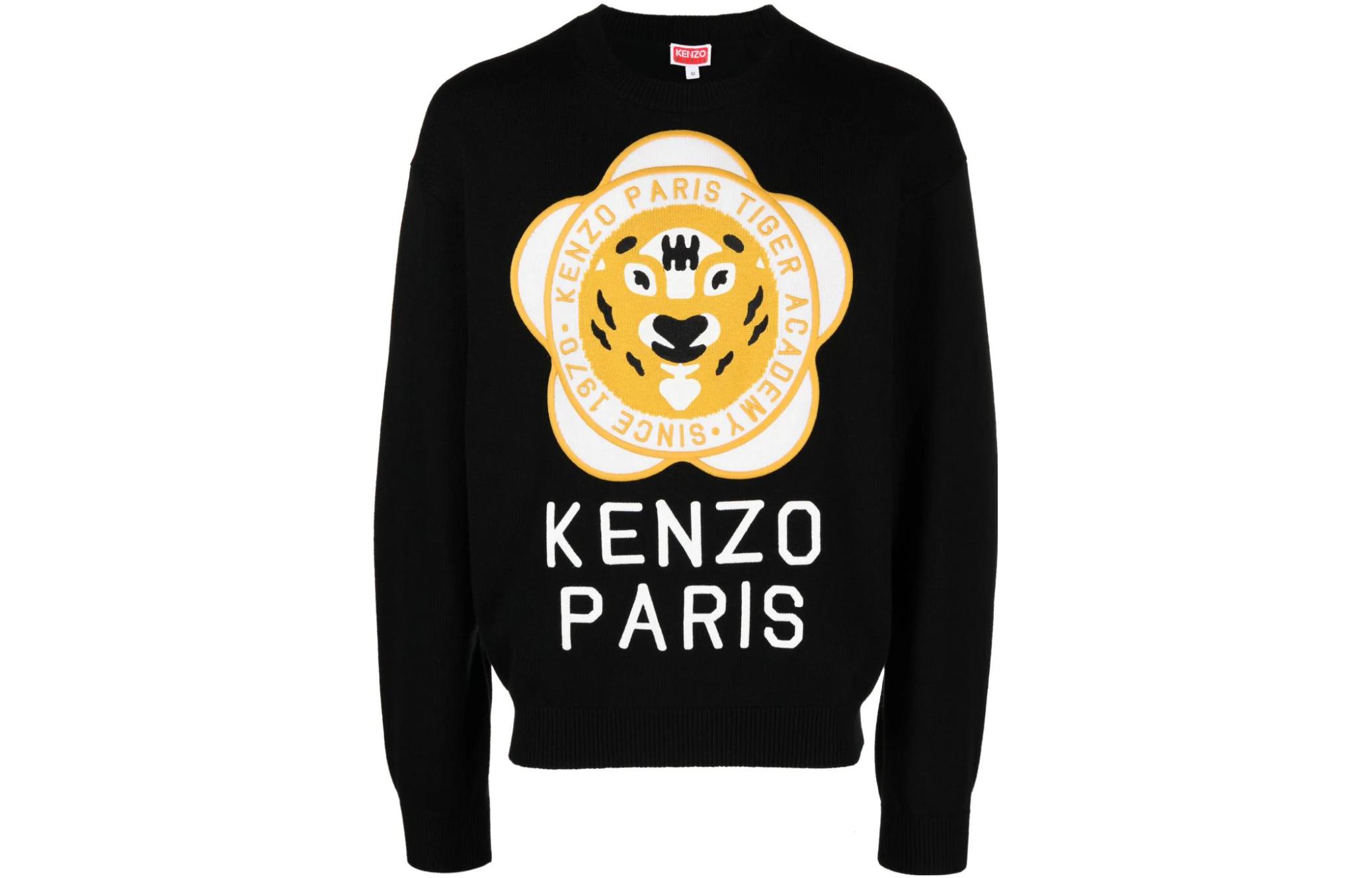 Order KENZO ブラック ウールコットン混 長袖セーター FD65PU4293BB-99J