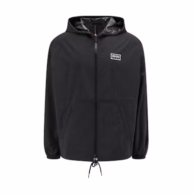 KENZO Black Zip-Up Hoodie Jacket with Logo Print Long Sleeves. FE55BL1689NR-99