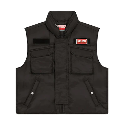 KENZO Black Zip-Up Stand Collar Vest FD65OU0019NI-99