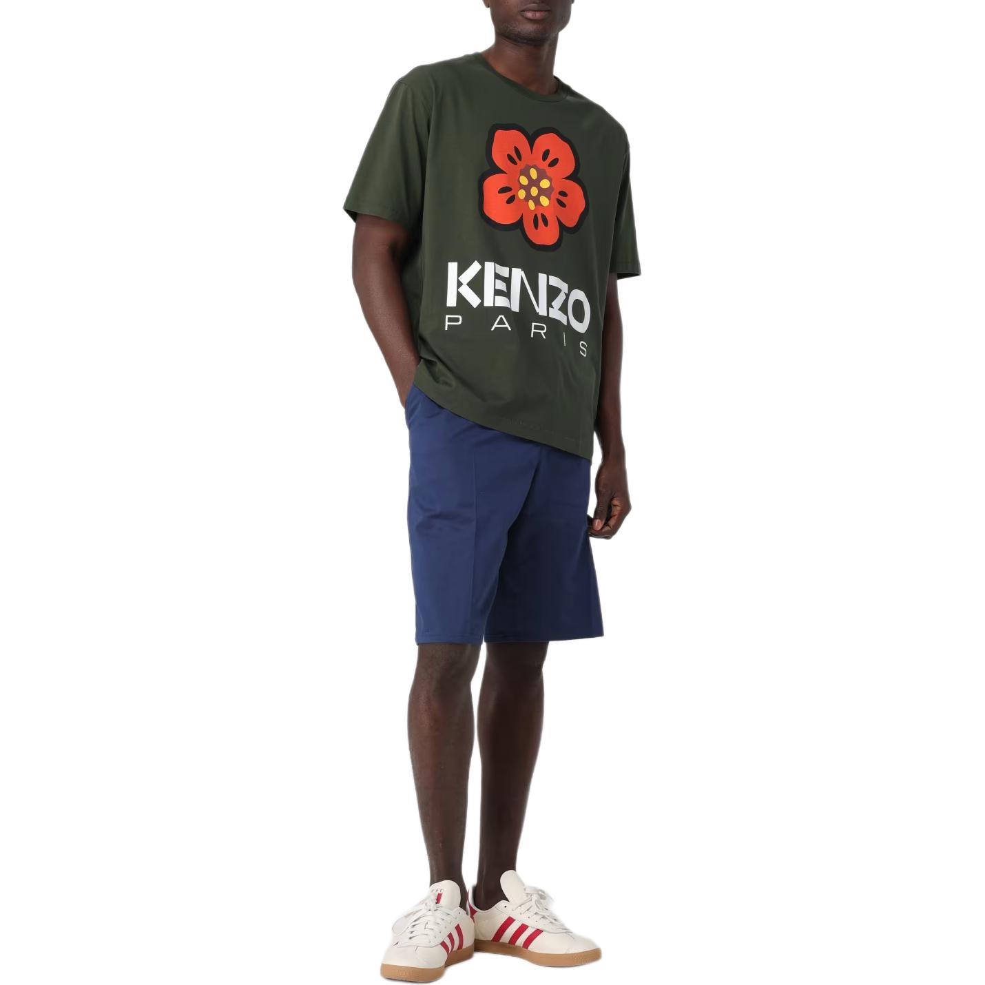Lookbook KENZO  Blue Casual Zip-Fly Shorts with Letter Print. PFD65SH2149CA-77
