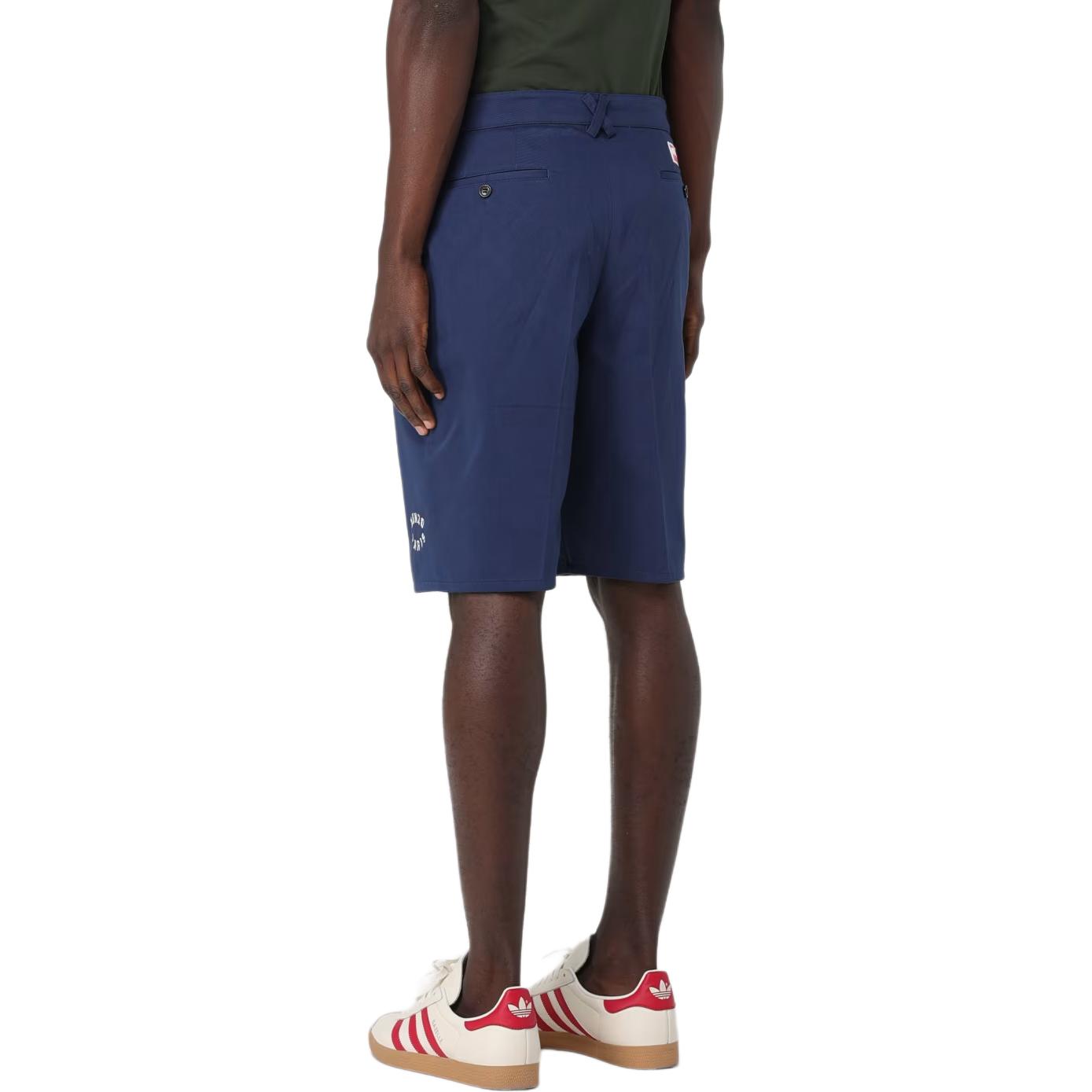 Shop KENZO  Blue Casual Zip-Fly Shorts with Letter Print. PFD65SH2149CA-77