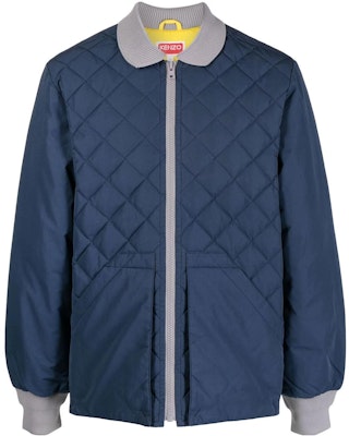 KENZO Blue Colorblock Zip-Up Cotton Jacket FC65BL1289NE-77 Buy KENZO Blue Colorblock Zip-Up Cotton Jacket FC65BL1289NE-77