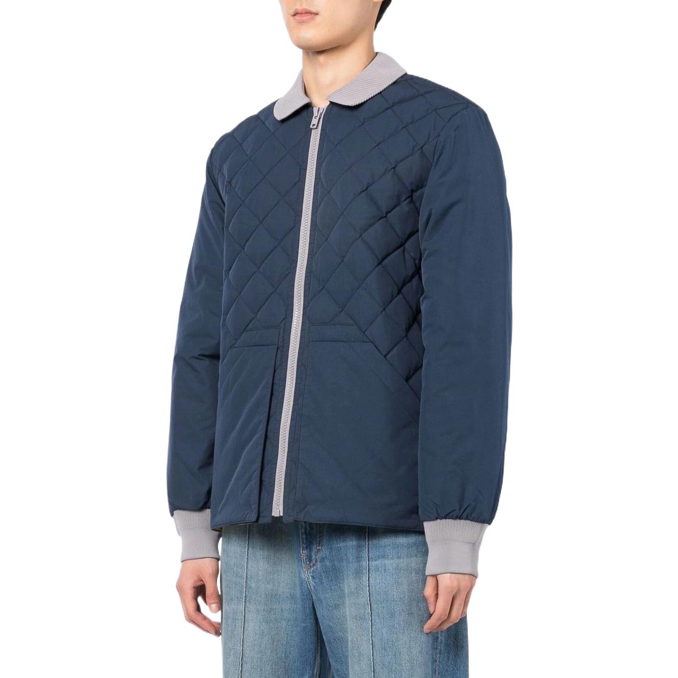 Shop KENZO  Blue Colorblock Zip-Up Cotton Jacket FC65BL1289NE-77