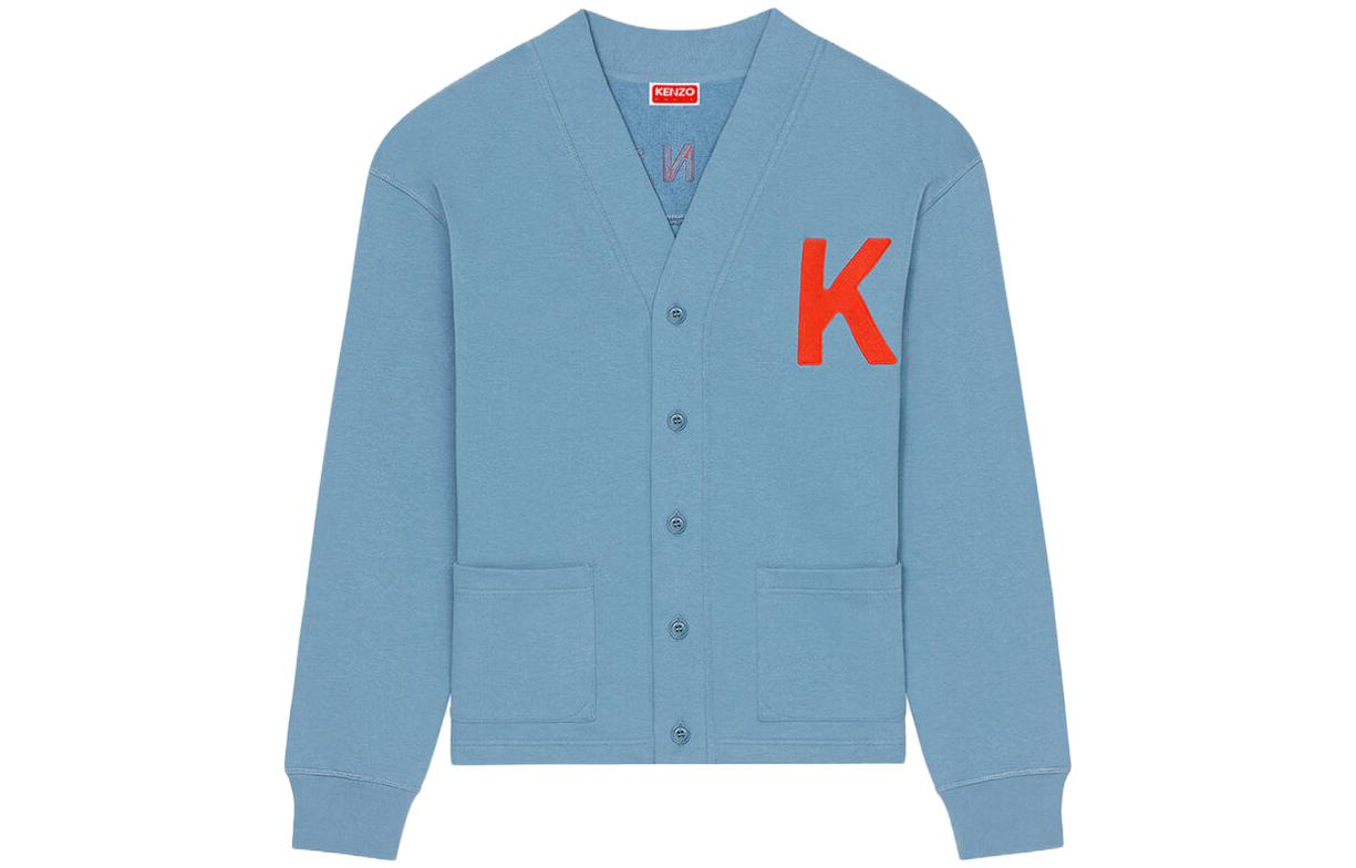 KENZO  Blue Elephant Embroidered Knit Cardigan Long Sleeve FD65SW0484ME-69
