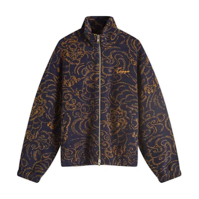 KENZO Blue High-Neck Line Zip Logo Long-Sleeve Jacket. FE65BL2094FB-79