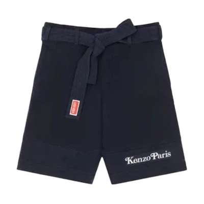 KENZO Blue Letter Print Drawstring Casual Shorts. FE55SH2379OS-77