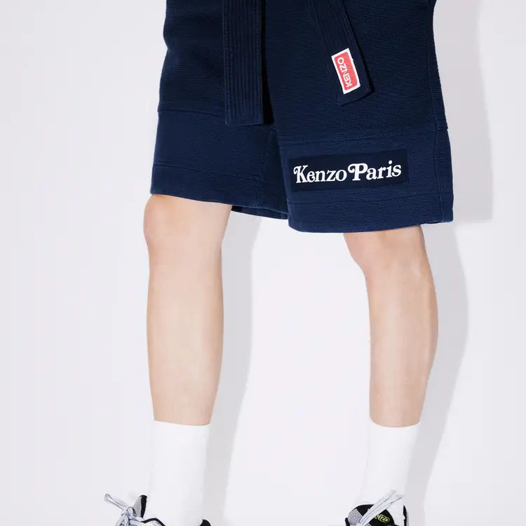 Sizing KENZO  Blue Letter Print Drawstring Casual Shorts. FE55SH2379OS-77