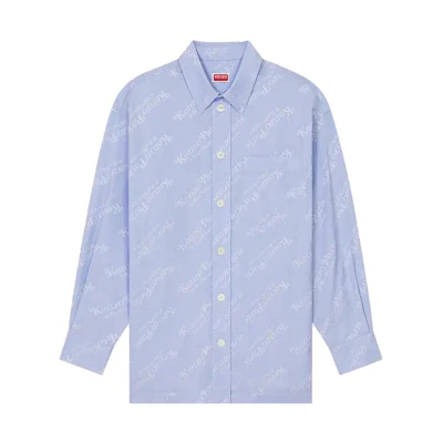 KENZO Blue Long Sleeve Casual Shirt with Letter Print. FE55CH5079JM-64