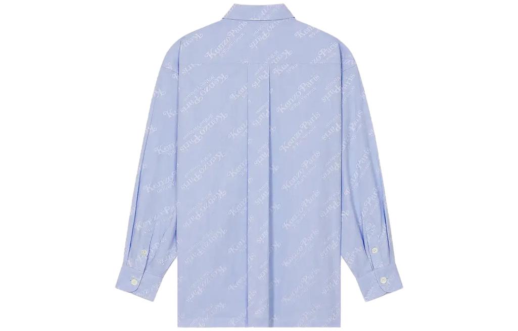 Lookbook KENZO Baju Kasual Lengan Panjang Biru dengan Cetakan Huruf. FE55CH5079JM-64