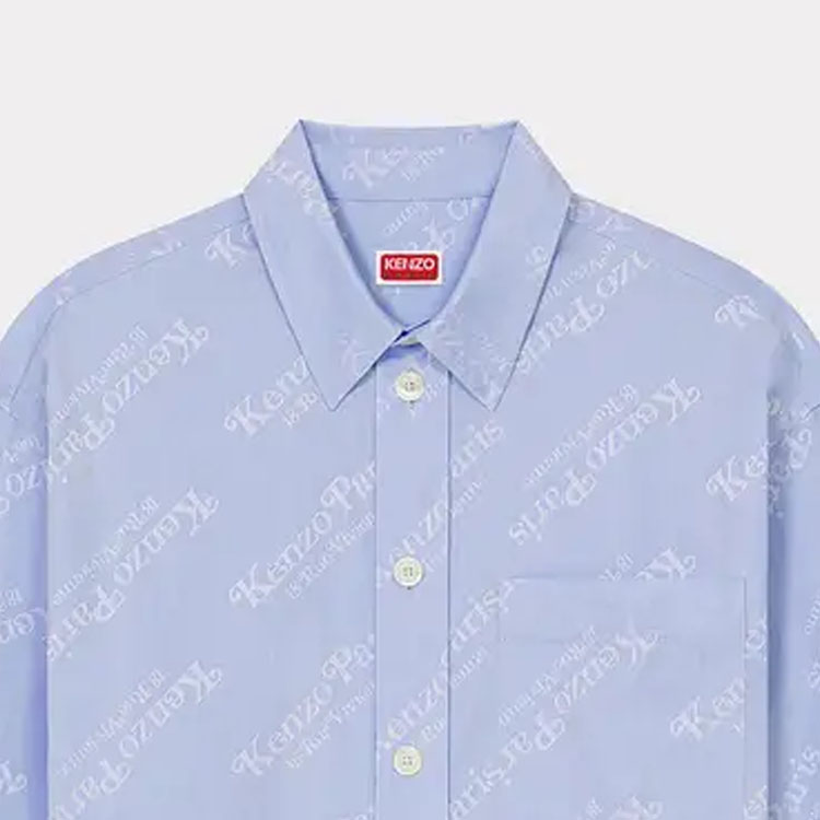Shop KENZO Baju Kasual Lengan Panjang Biru dengan Cetakan Huruf. FE55CH5079JM-64