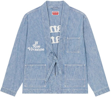 KENZO ブルー ルーズフィット デニムジャケット Vネック ポケット付き 長袖 FE55DM1426H4-DT Buy KENZO ブルー ルーズフィット デニムジャケット Vネック ポケット付き 長袖 FE55DM1426H4-DT