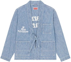 KENZO ブルー ルーズフィット デニムジャケット Vネック ポケット付き 長袖 FE55DM1426H4-DT Order KENZO ブルー ルーズフィット デニムジャケット Vネック ポケット付き 長袖 FE55DM1426H4-DT