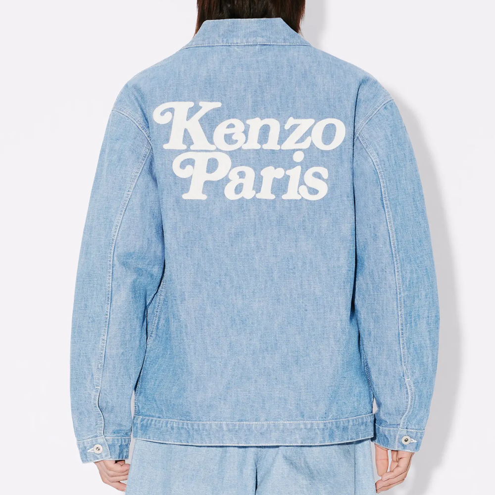 Purchase KENZO ブルー ルーズフィット デニムジャケット Vネック ポケット付き 長袖 FE55DM1426H4-DT