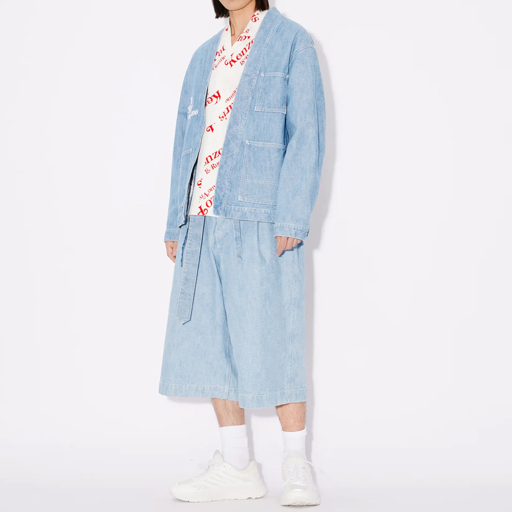 Details for KENZO ブルー ルーズフィット デニムジャケット Vネック ポケット付き 長袖 FE55DM1426H4-DT