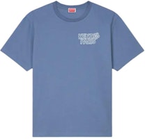 KENZO Blue Loose Fit Crewneck T-Shirt with Letter Print SS24. FE65TS2984SI-67 KENZO Blue Loose Fit Crewneck T-Shirt with Letter Print SS24. FE65TS2984SI-67
