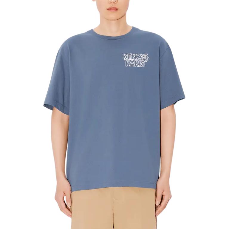 Purchase KENZO 藍色寬鬆版圓領文字印花T恤 SS24. FE65TS2984SI-67