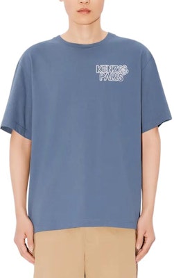 KENZO 藍色寬鬆版圓領文字印花T恤 SS24. FE65TS2984SI-67 Purchase KENZO 藍色寬鬆版圓領文字印花T恤 SS24. FE65TS2984SI-67