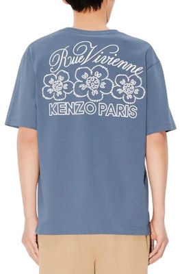 KENZO 藍色寬鬆版圓領文字印花T恤 SS24. FE65TS2984SI-67 Details for KENZO 藍色寬鬆版圓領文字印花T恤 SS24. FE65TS2984SI-67