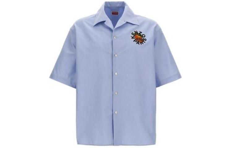 Order KENZO Baju-T Lengan Pendek Biru Longgar dengan Cetakan Logo. FE55CH1119LO-64