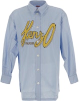KENZO Blue Striped Logo Collared Long-Sleeve Shirt FD65CH5109LM-64 KENZO Blue Striped Logo Collared Long-Sleeve Shirt FD65CH5109LM-64