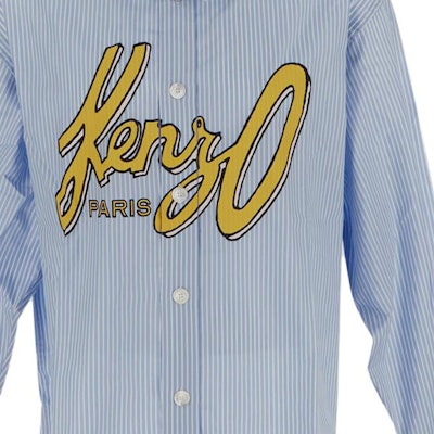 KENZO 蓝色条纹徽标翻领长袖衬衫 FD65CH5109LM-64 Details for KENZO 蓝色条纹徽标翻领长袖衬衫 FD65CH5109LM-64