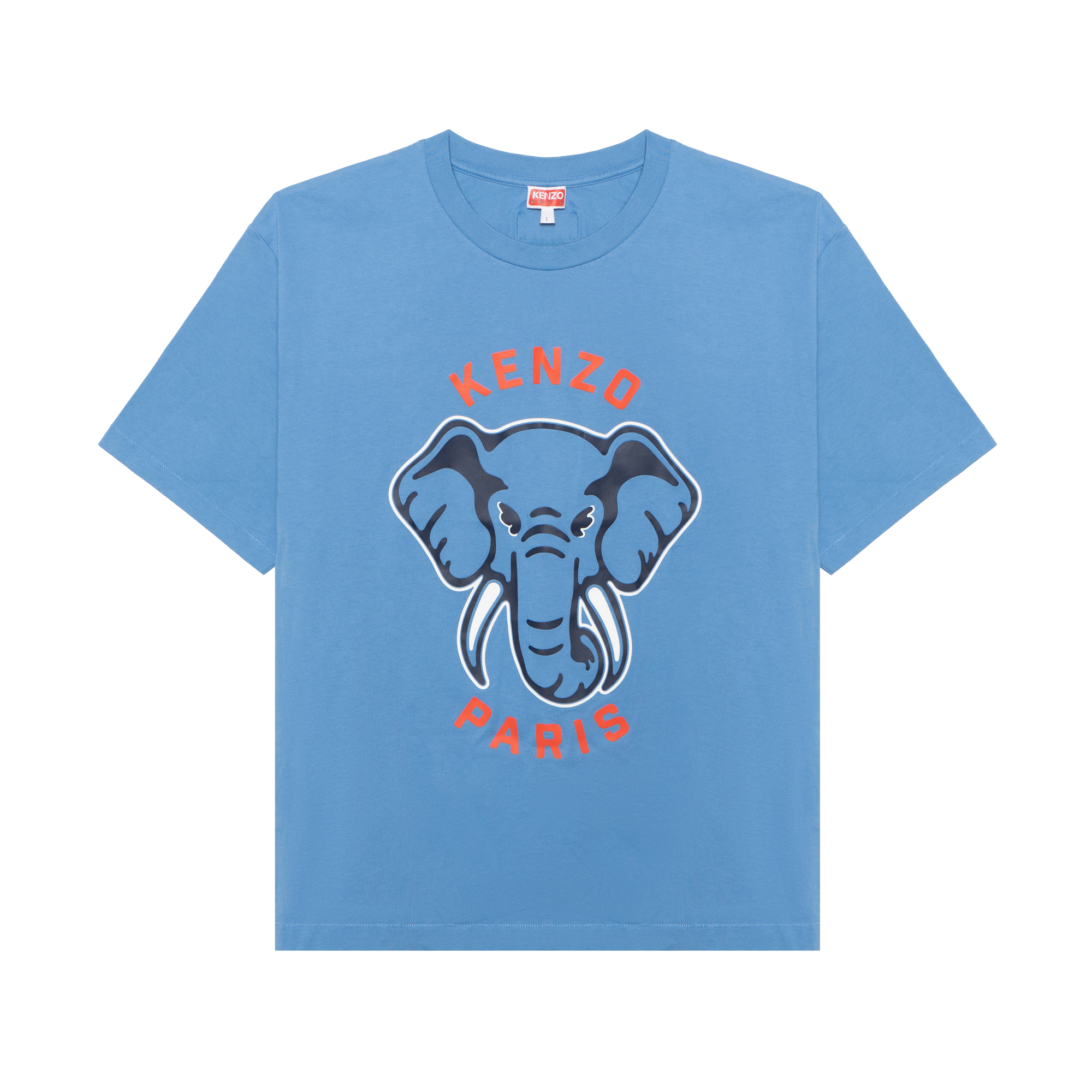 KENZO  Blue T-Shirt with Elephant Graphic Print. FD65TS0064SG-69