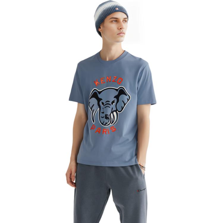 Purchase KENZO Camiseta Azul con Estampado de Elefante. FD65TS0064SG-69