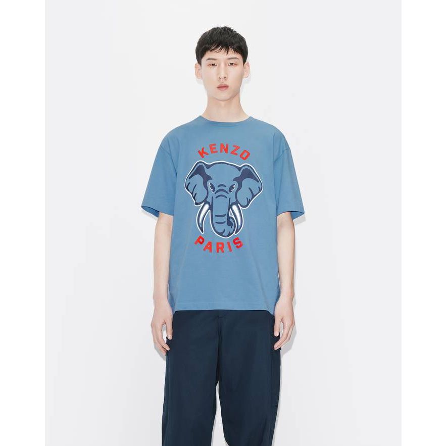 Details for KENZO Camiseta Azul con Estampado de Elefante. FD65TS0064SG-69