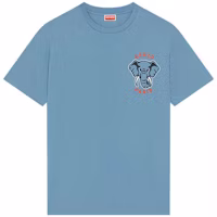 KENZO Blue T-Shirt with Solid Color and Elephant Graphic Design. FD65TS0024SO-69 KENZO Blue T-Shirt with Solid Color and Elephant Graphic Design. FD65TS0024SO-69