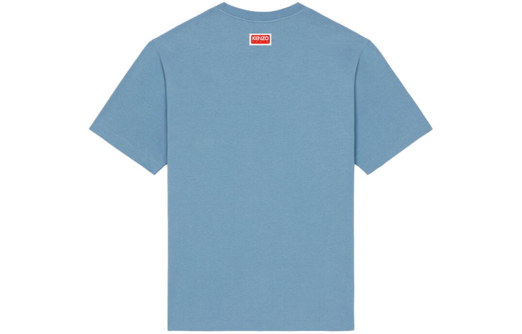 Lookbook KENZO Camiseta Azul con Color Sólido y Diseño Gráfico de Elefante. FD65TS0024SO-69