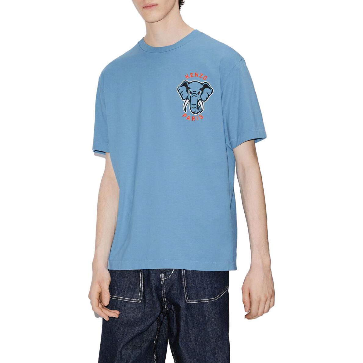 Details for KENZO Camiseta Azul con Color Sólido y Diseño Gráfico de Elefante. FD65TS0024SO-69