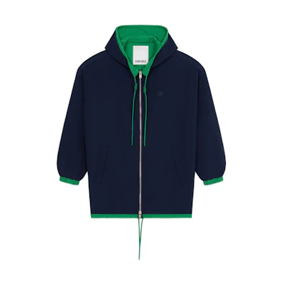 KENZO Blue Tiger Print Color-Block Hoodie Jacket FC55BL1131NT-76