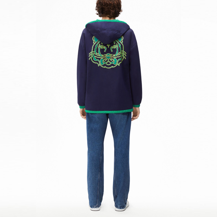 Purchase KENZO 藍色虎頭印花拼色連帽外套夹克 FC55BL1131NT-76