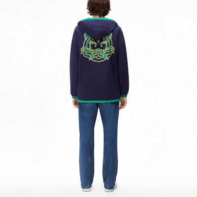 KENZO 藍色虎頭印花拼色連帽外套夹克 FC55BL1131NT-76 Purchase KENZO 藍色虎頭印花拼色連帽外套夹克 FC55BL1131NT-76
