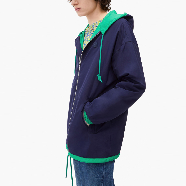 Details for KENZO 藍色虎頭印花拼色連帽外套夹克 FC55BL1131NT-76