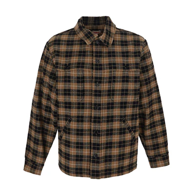 KENZO Brown Black Slim-Fit Plaid Long-Sleeve Shirt. FD65CH5199OE-12