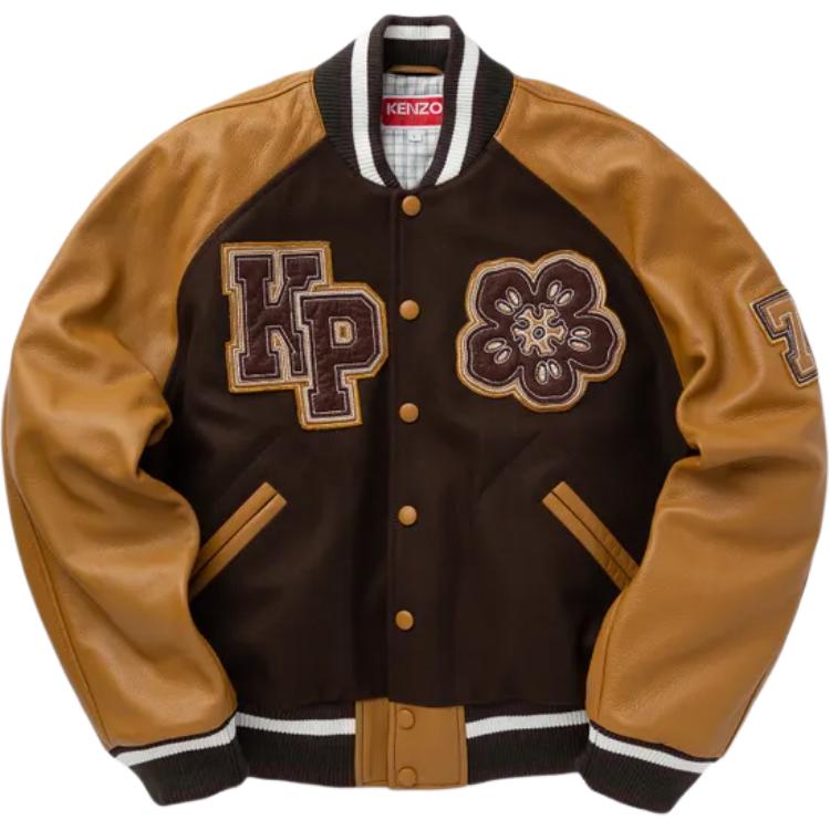 KENZO  Brown Raglan Sleeve Logo Varsity Jacket. FE68BL1459OH-90