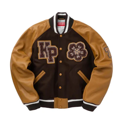 KENZO Brown Raglan Sleeve Logo Varsity Jacket. FE68BL1459OH-90