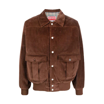 KENZO Brown Solid Letter Collar Button-Up Long Sleeve Jacket FD65BL1449CR-90