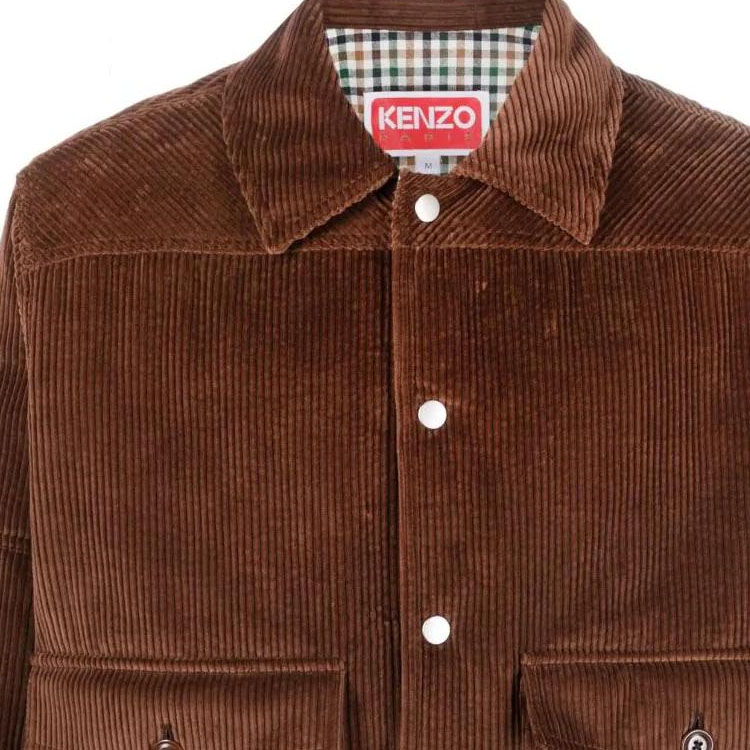 KENZO  Brown Solid Letter Collar Button-Up Long Sleeve Jacket FD65BL1449CR-90 圖 7