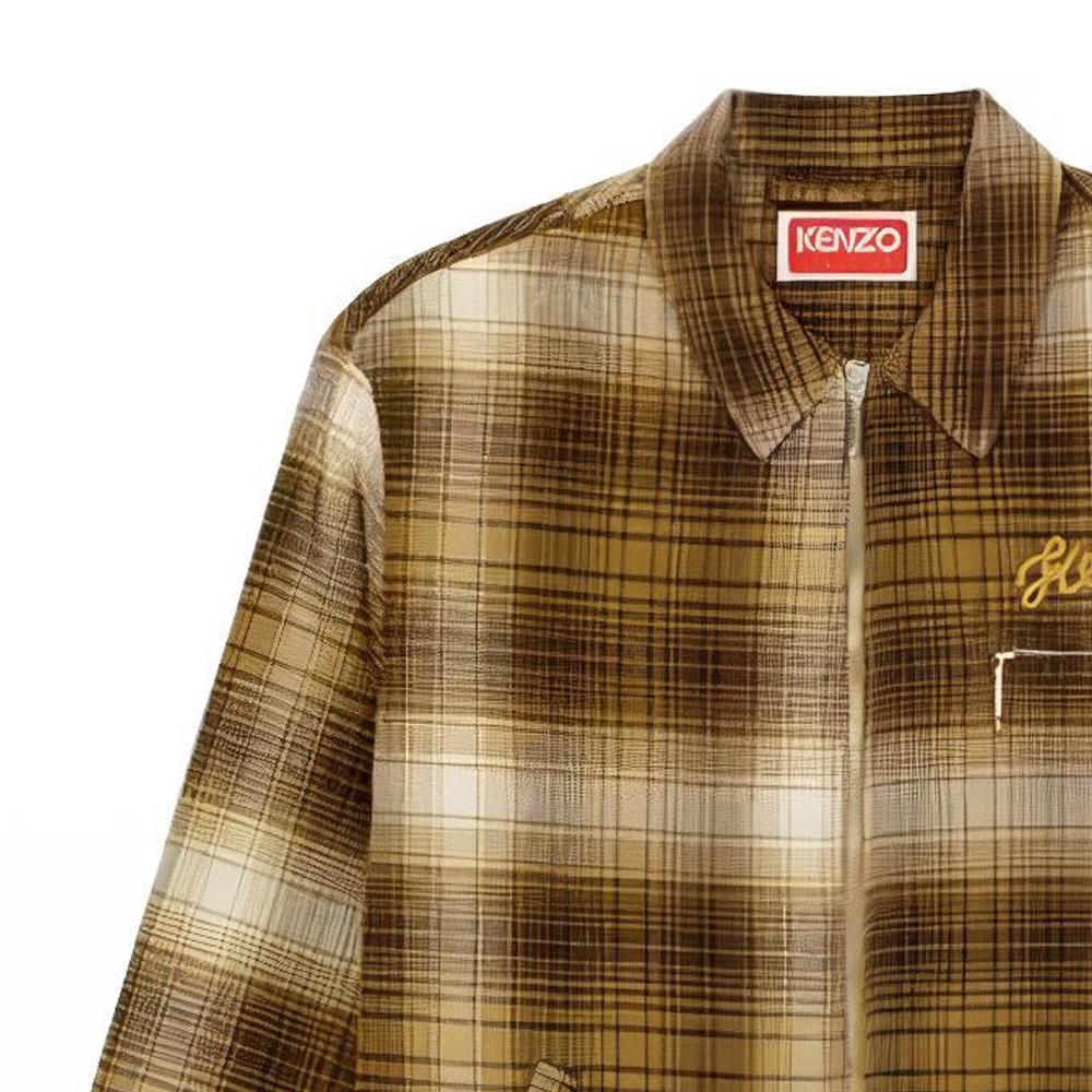 KENZO  Checkered Zip-Up Jacket in Dark Brown. FD65BL2069GD-90 圖 8