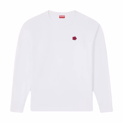 KENZO Floral Applique Crewneck Long Sleeve T-Shirt Off-White. FE65TS4764SG-02