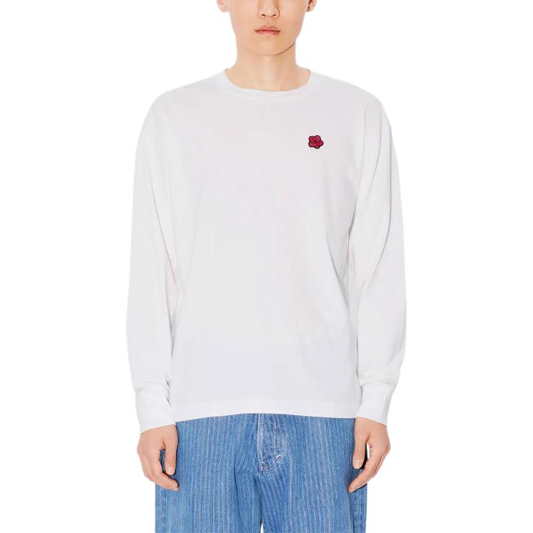 Purchase KENZO  Floral Applique Crewneck Long Sleeve T-Shirt Off-White. FE65TS4764SG-02