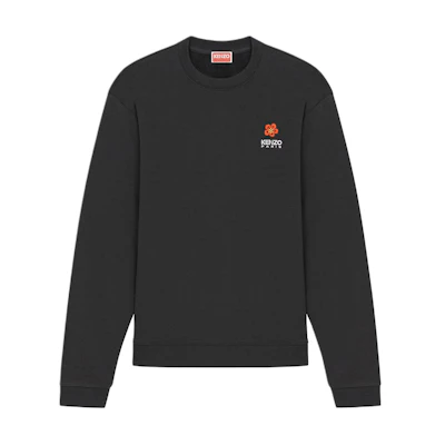 KENZO Floral Embroidered Logo Long Sleeve Crewneck T-Shirt Black FE55TS1854SG-99J