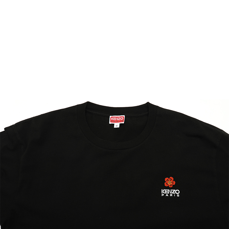 Purchase KENZO 刺繡花卉Logo長袖圓領T恤 黑色 FE55TS1854SG-99J
