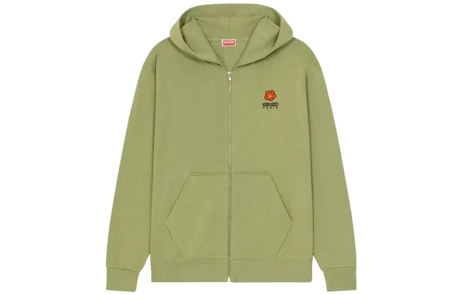 KENZO  Floral Logo Zip-Up Jacket Olive Green FD55SW4424MF-61
